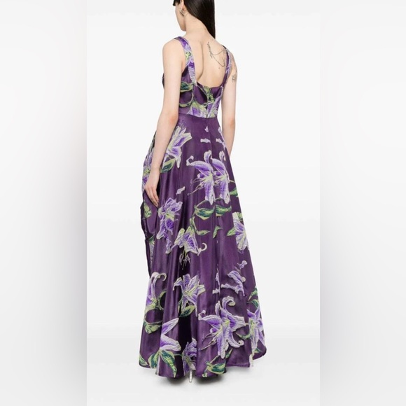 Chic Purple Floral High Low Gown - Picture 5 of 10
